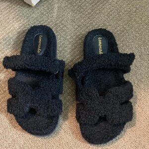 Black shearling sandals BNWOT